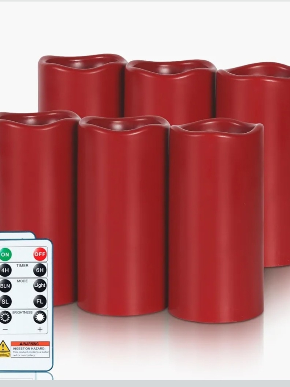 Source Unknown Red LED Flameless Pillar Candles Set